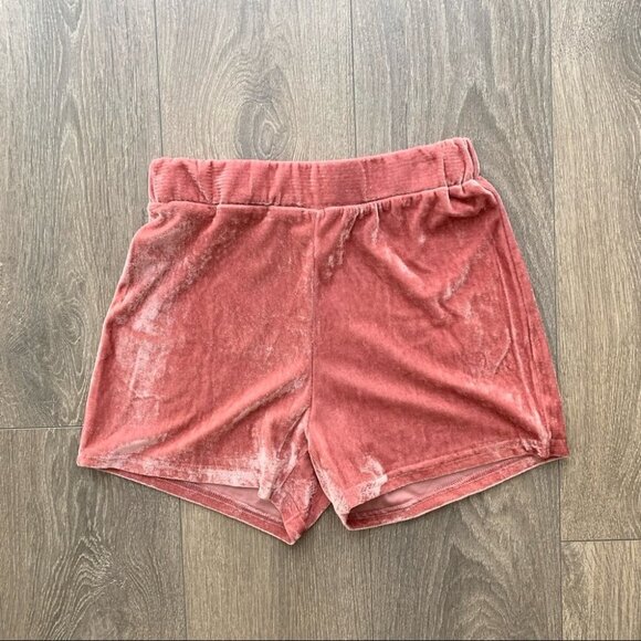 Women's Shorts Crushed Velvet Velour High Rise Waist Elastic waistband Rose Pink - Picture 5 of 14